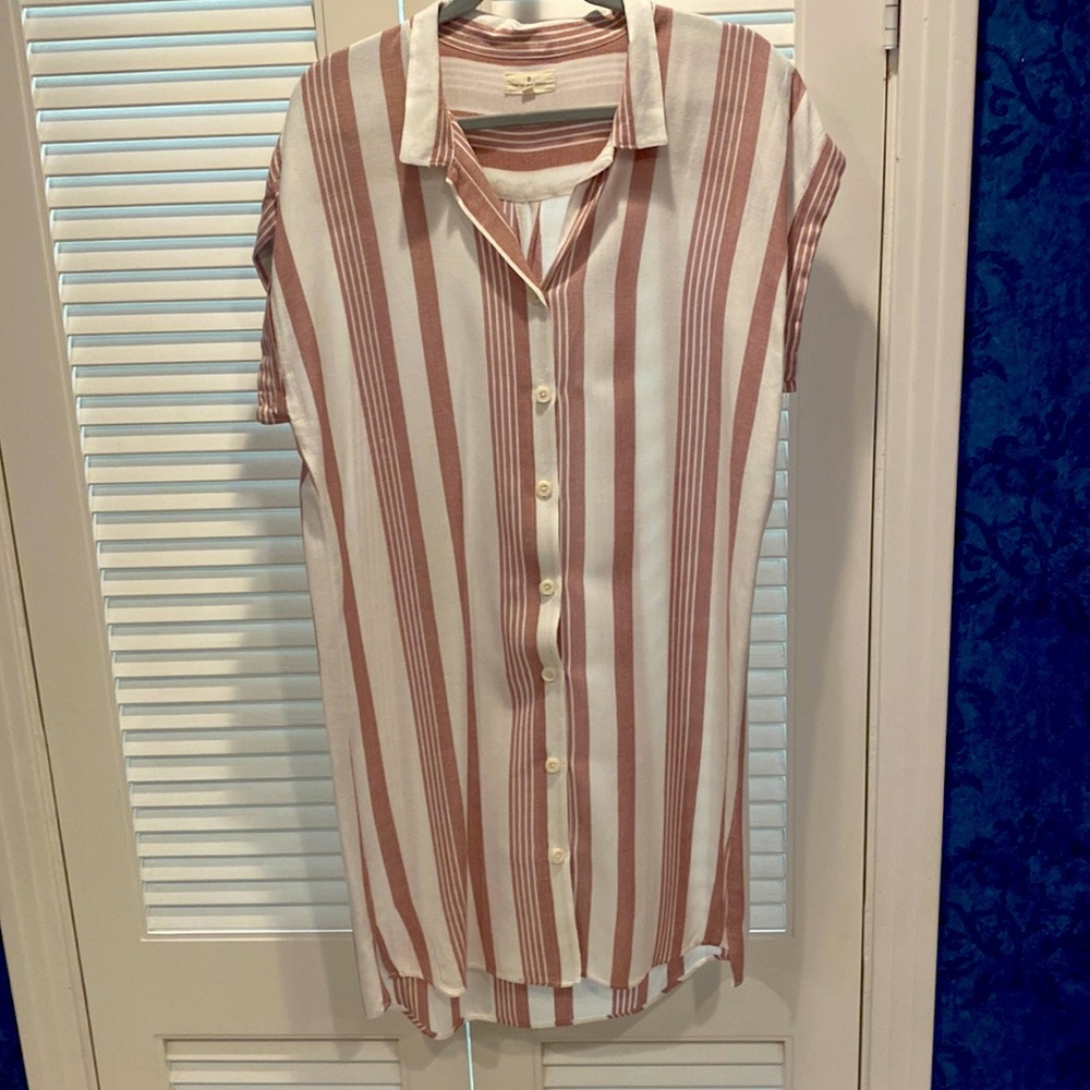 Thread and Supply red and white striped shirt dress. Size medium